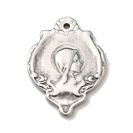 304 Stainless Steel Pendants, Shield with Women Charm