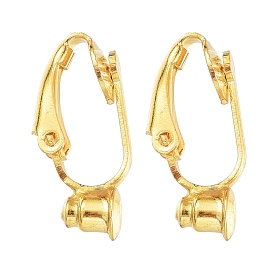 Brass Clip-on Earring Converters Findings, for Non-Pierced Ears, 6x19x9mm, Hole: 1mm