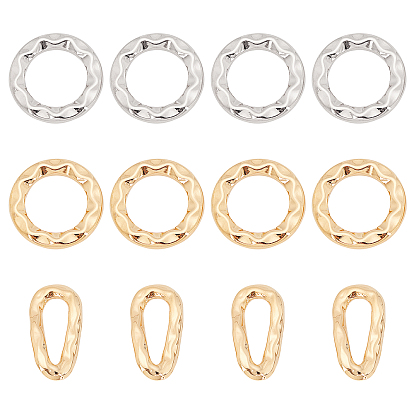 30Pcs 3 Style 304 Stainless Steel Linking Rings, Mixed Shapes