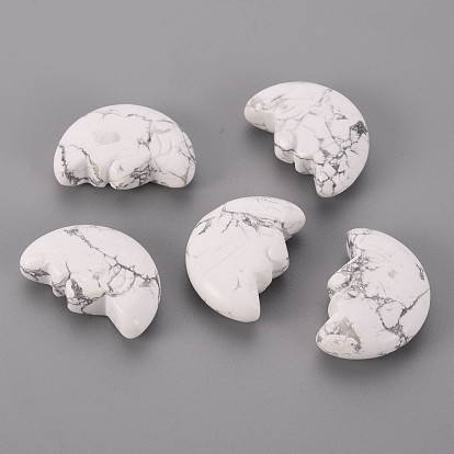 Natural Howlite Beads, No Hole/Undrilled, Moon
