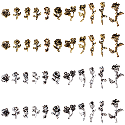 88шт 22 стили цветок сплав кабошоны, аксессуары для украшения ногтей для женщин
