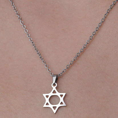 201 Stainless Steel Star of David Pendant Necklace