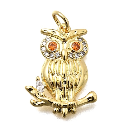 Латунные микро проложить кубического циркония подвески, сова прелести, долговечный, без свинца и без кадмия, стойки покрытие, с целью перехода в кольце
