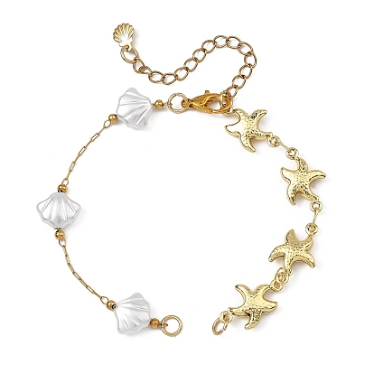 Океан 304 изготовление браслета из звеньев морской звезды из нержавеющей стали, с бусинами в форме ракушек, имитирующими жемчуг., белые