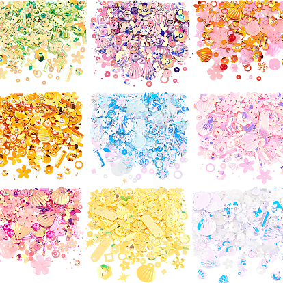 Olycraft 9 Bags 9 Colors Plastic Paillette Beads, Sequin Beads, Mixed Shapes
