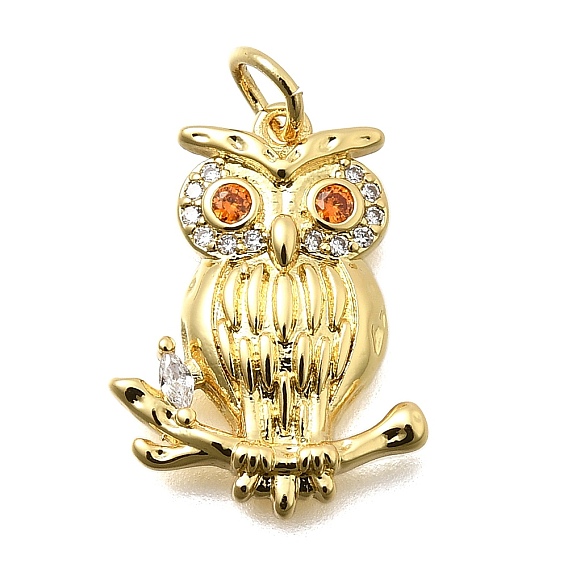Латунные микро проложить кубического циркония подвески, сова прелести, долговечный, без свинца и без кадмия, стойки покрытие, с целью перехода в кольце