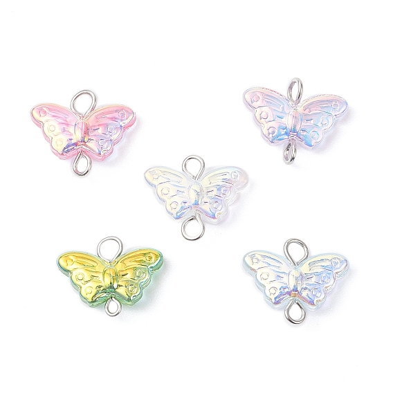 Подвески с гальваническим стеклянным разъемом, звенья-бабочки с железными двойными петлями, разноцветные