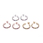 Brass Micro Pave Cubic Zirconia Stud Earrings, Half Hoop Earrings, with Brass Ear Nuts, Ring