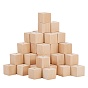 Cuentas de madera naturales, sin teñir, cubo, perforado