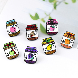 Cartoon Fruit Can Badges - Trendy and Versatile Pins in Grape, Strawberry, Apple & Peanut Flavors