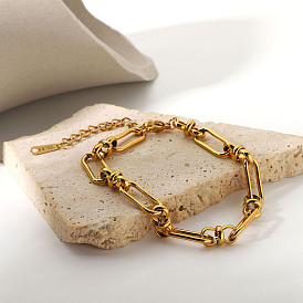 Bracelet à chaîne large avec boucle croisée, placage sous vide, or k, bijoux à main européens et américains en acier inoxydable
