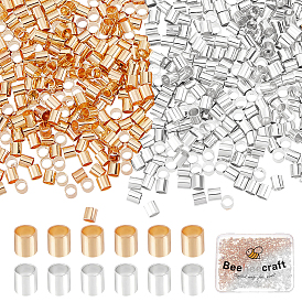 1000Pcs 2 Colors Brass Crimp Beads, Tube
