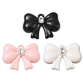 Opaque Acrylic with Crystal Rhinestone Big Pendants, Bowknot Charms