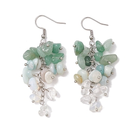 Gemstone Earrings, with 316 Surgical Stainless Steel Earring Hooks, Opalite Chip, Jewely for Women