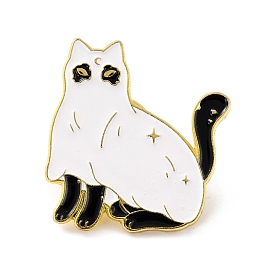Cat Enamel Pin, Cute Alloy Enamel Brooch for Backpacks Clothes, Light Gold
