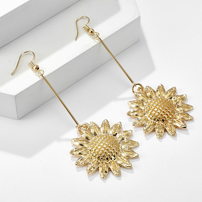 Exquisite Sunflower Petal Earrings with High-end Alloy and Sweet Temperament