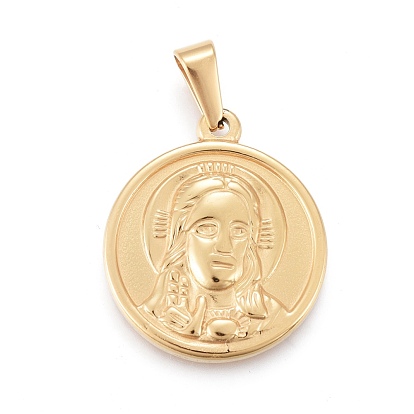 Pendentifs pâques 304 en acier inoxydable, rond et plat avec Jésus