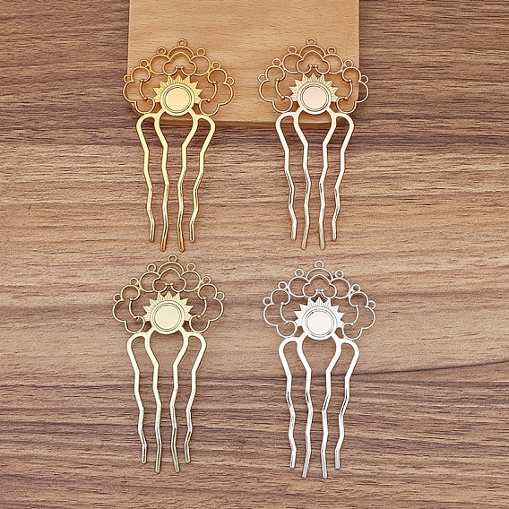 Гребень для волос из сплава, кабошон настройки, цветок