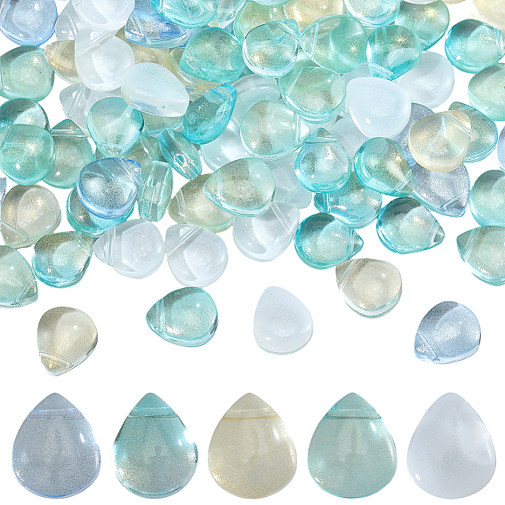 150шт 5 цвета прозрачные окрашенные распылением стеклянные бусины, сверху просверленные бусы, с блеском порошок, слеза