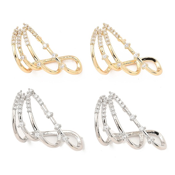 Aretes triangulares de circonita cúbica transparente con micro pavé de latón para mujer