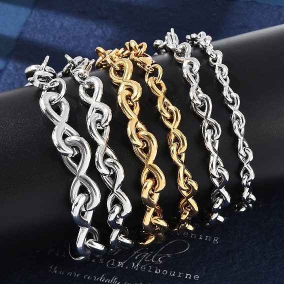 304 браслеты из нержавеющей стали с бесконечными звеньями для женщин и мужчин