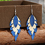 Zinc Alloy & Imitation Leather Dangle Earrings, Leaf