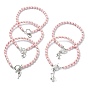 Tibetan Style Alloy Charm Bracelet, with Glass Pearl Round Beaded Chains, Mixed Shape