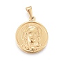Easter 304 Stainless Steel Pendants, Flat Round with Jesus