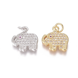 Латунные микропаве прозрачные кубические циркониевые подвески, с прыжковых колец, слон