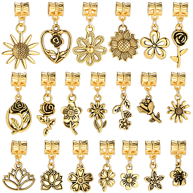 40 шт 20 стили сплава европейские подвески с подвесками, Подвески с большими отверстиями, разнообразные