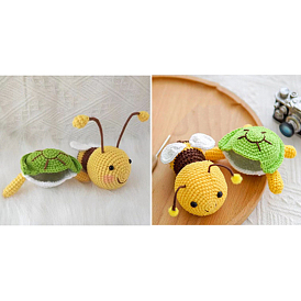 Kit de ganchillo para decoración de muñecas con pantalla de abeja y tortuga diy, incluyendo hilo de algodón, herramientas de tejer