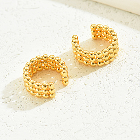 Concise Style Triple Brass Cuff Earrings for Unisex