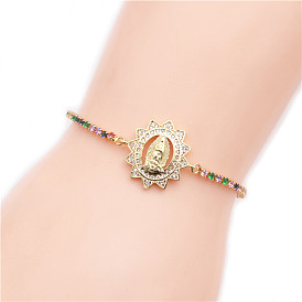 Adjustable Goddess Bracelet with Copper Micro-inlaid Zircon Stone - Brazilian Style Women's Jewelry for Mother's Day Gift