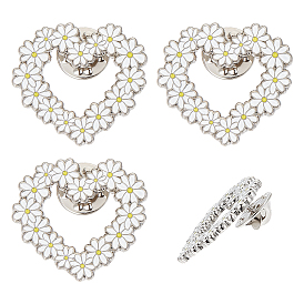 4 шт. эмалированные значки в форме сердца с ромашками, булавки для лацканов из сплава для одежды рюкзака