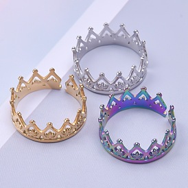 Stainless Steel Crown Open Cuff Ring for Women