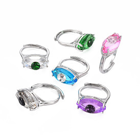 Evil Eye Glass Ajuastable Rings, Brass Rings for Women, Nickel Free