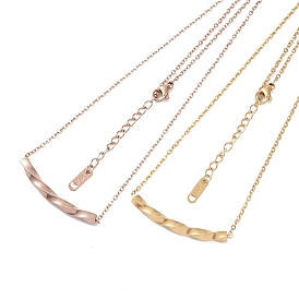 Ion Plating(IP) 304 Stainless Steel Cable Chain Necklaces, Twist Stick Pendant Necklaces for Women