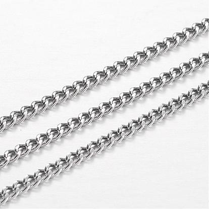 Ion Plating(IP) 304 Stainless Steel Curb Chains, Unwelded, For Jewelry Making