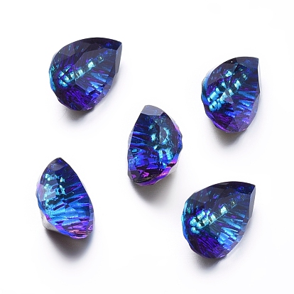 Glass Rhinestone Cabochons, Pointed Back Plated, Faceted, Teardrop