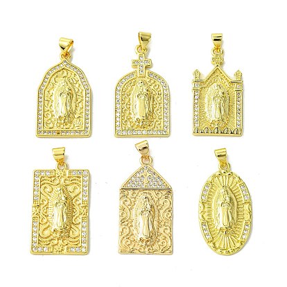 Golden Brass Micro Pave Clear Cubic Zirconia Pendants