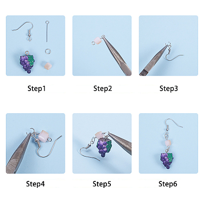 DIY Earring Makings, with Fruit Resin Pendants, Brass Earring Hooks and Jump Rings, 304 Stainless Steel Eye Pin, Electroplate Glass Beads