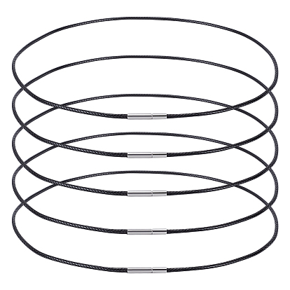 2 изготовление ожерелий из плетеного круглого вощеного шнура диаметром ⅛ дюйма, из нержавеющей стали застежками, цвет нержавеющей стали