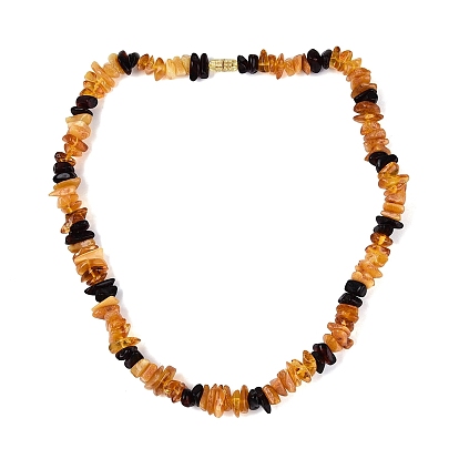 Colliers de perles en ambre naturel, avec fermoirs en laiton