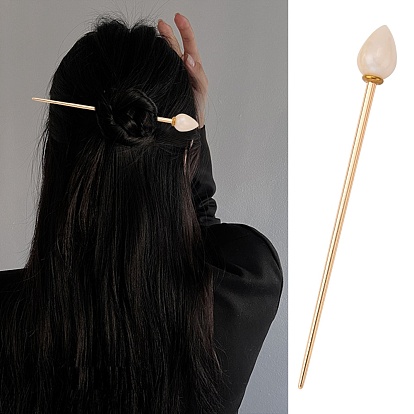 Cellulose Acetate(Resin) Hair Sticks, with Light Gold Alloy Pin