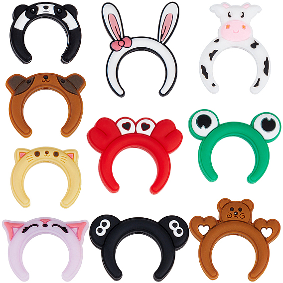 20шт. 10 стили силиконовых бусин с мультяшными животными