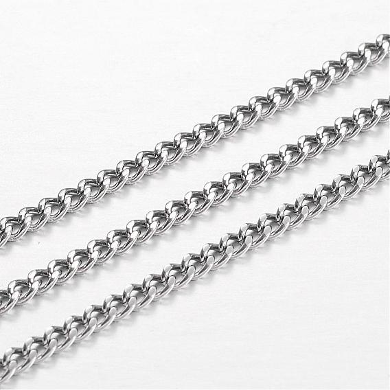 Ion Plating(IP) 304 Stainless Steel Curb Chains, Unwelded, For Jewelry Making