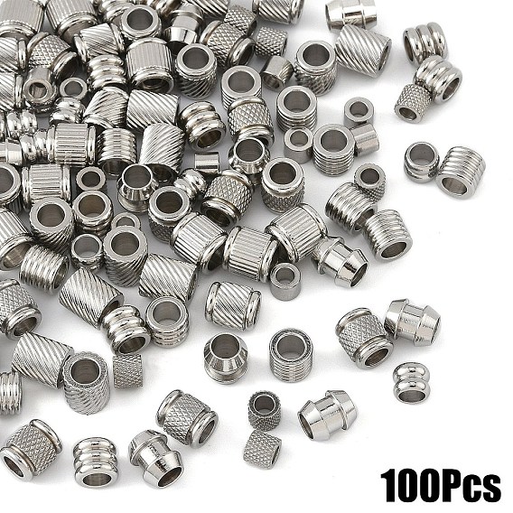 100шт 10 стили бусины из нержавеющей стали, колонка