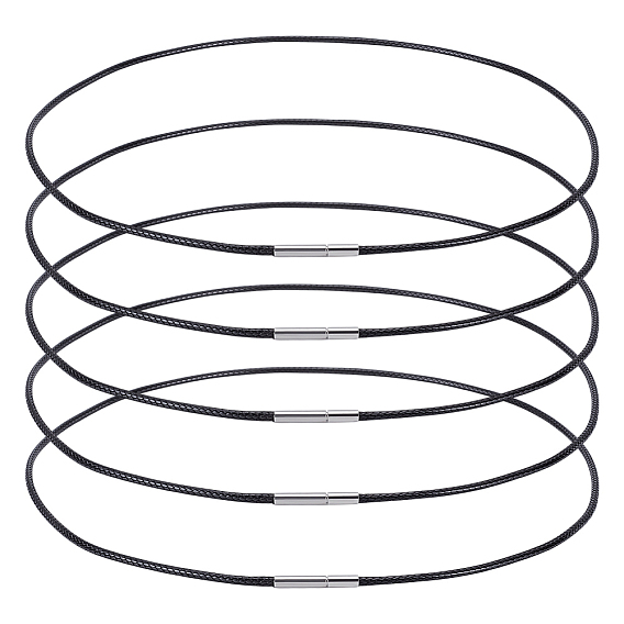 2 изготовление ожерелий из плетеного круглого вощеного шнура диаметром ⅛ дюйма, из нержавеющей стали застежками, цвет нержавеющей стали