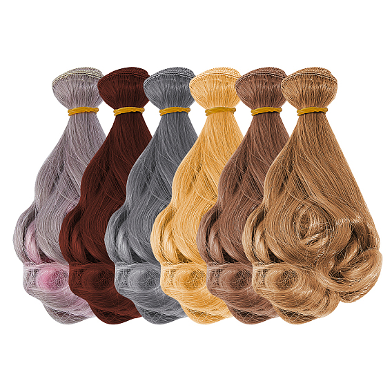 6 шт. 6 цвета высокотемпературного волокна, длинные волосы для грушевидной химической завивки, кукольный парик, для поделок девушки bjd makings аксессуары