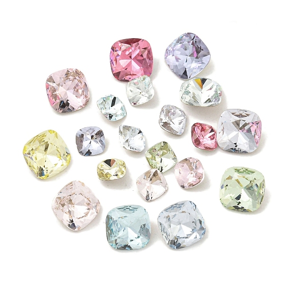 Стеклянные стразы кабошоны, задние и задние, граненые, квадратный